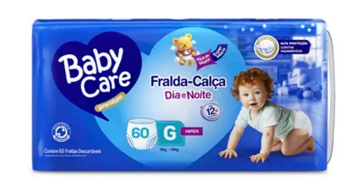 FRALDA BABY CARE CALCA DIA E NOITE G 60 UNIDADES