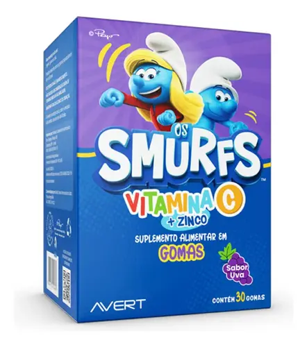 VITAMINA SMURFS C + Z INFANTIL 30 GOMAS SABOR UVA