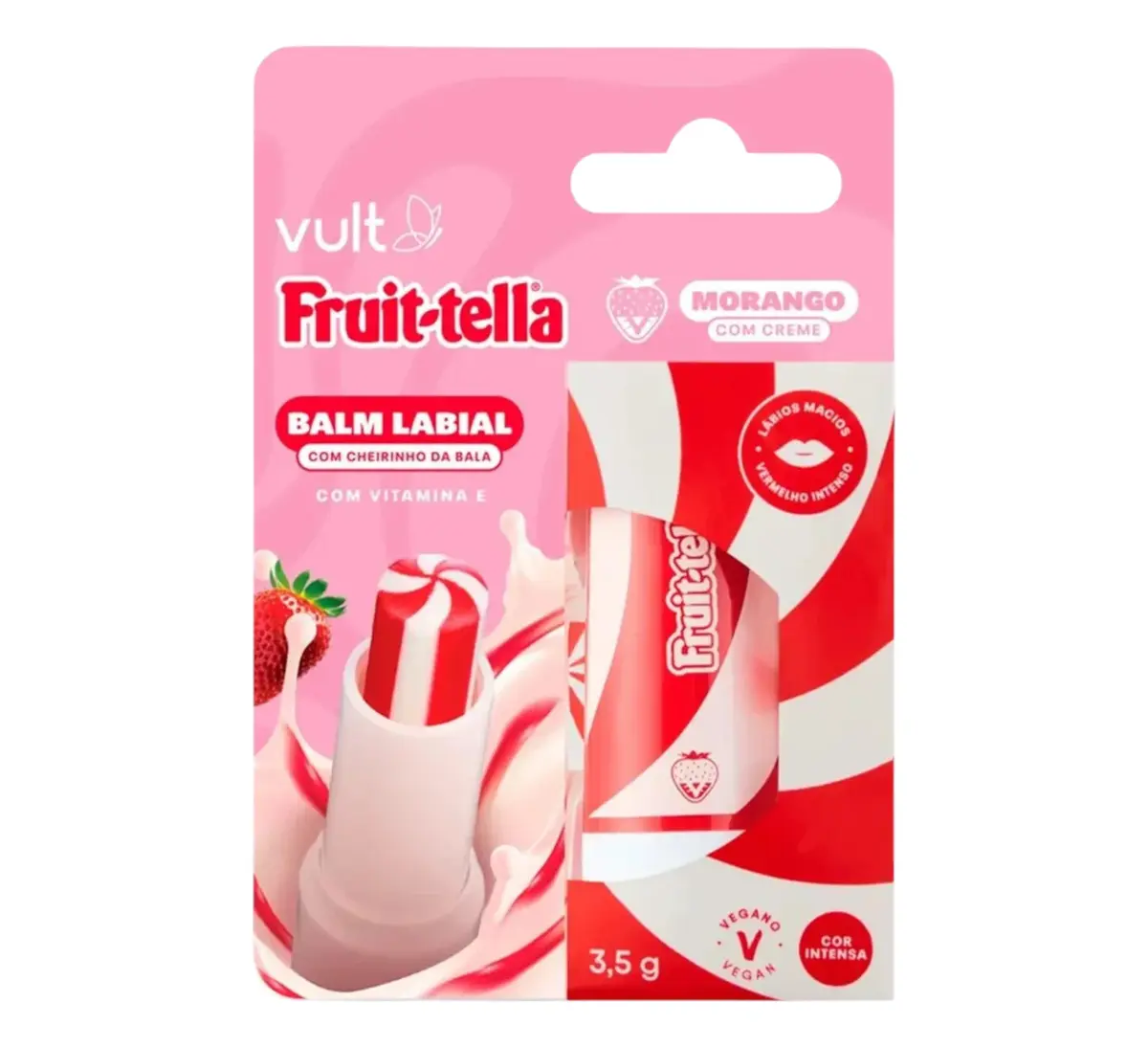 BALM LABIAL VULT FRUIT-TELLA MORANGO COM CREME 3,5GR