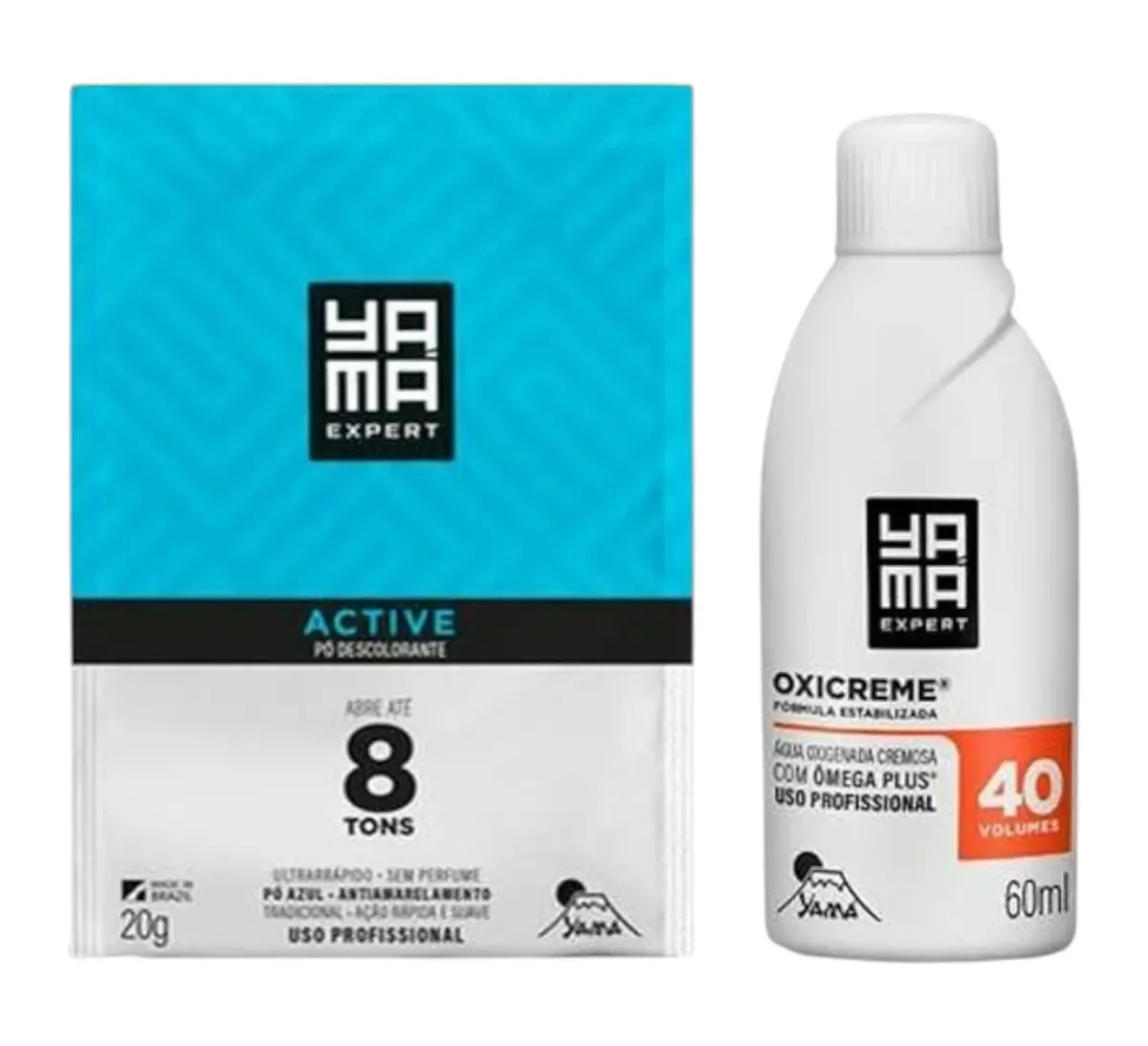 KIT DESCOLORANTE YAMA ACTIVE 20GR + AGUA OXIGENADA 40 VOLUMES 60ML