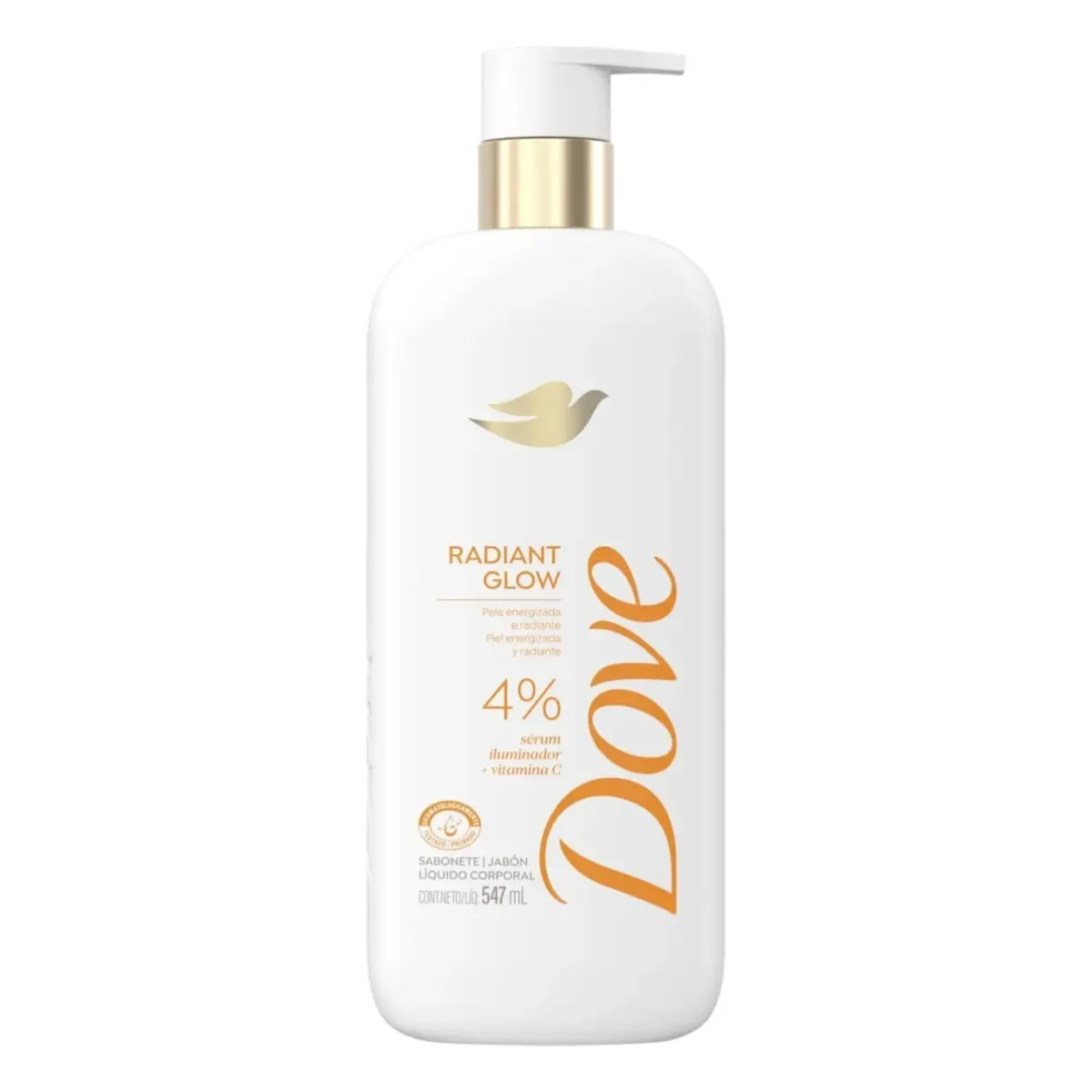 SABONETE LIQUIDO DOVE CORPORAL RADIANT GLOW 4% 547ML PUMP