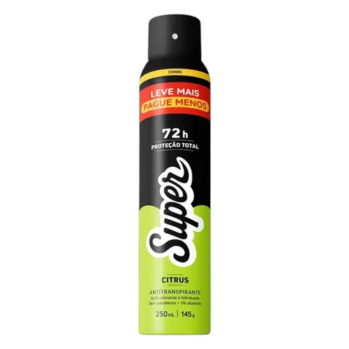 DESODORANTE SUPER CITRUS MASCULINO 72 HORAS AEROSOL 250ML