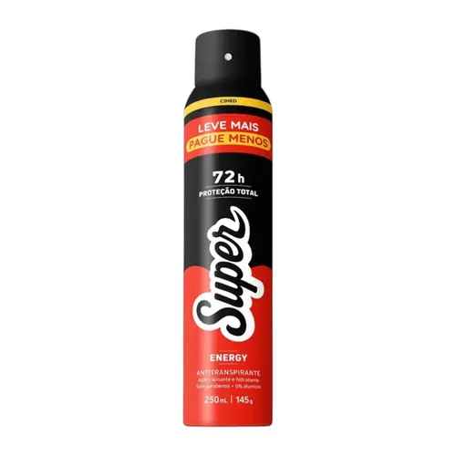 DESODORANTE SUPER ENERGY 72 HORAS AEROSOL 250ML