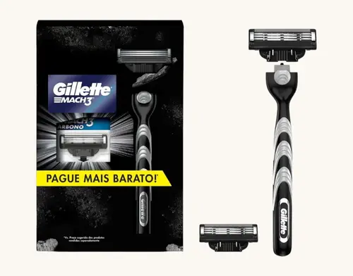 APARELHO DE BARBEAR GILLETTE MACH 3 CARBONO + CARGA