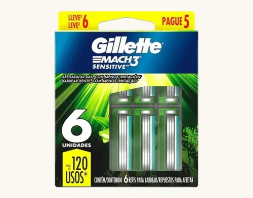CARGA GILLETTE MACH 3 SENSITIVE 6 UNIDADES