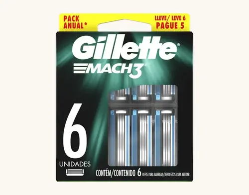 CARGA GILLETTE MACH 3 REGULAR 6 UNIDADES