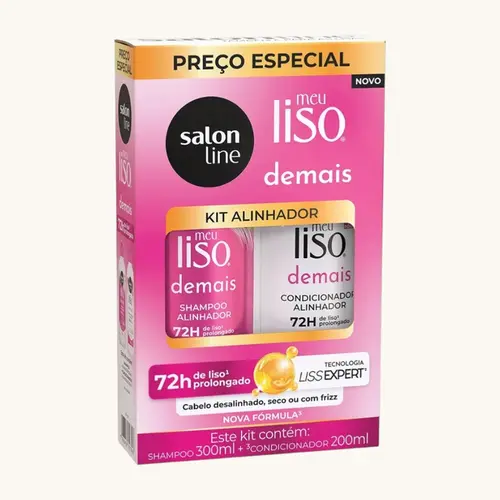 KIT SALON LINE MEU LISO DEMAIS SHAMPOO 300ML + CONDICIONADOR 200ML