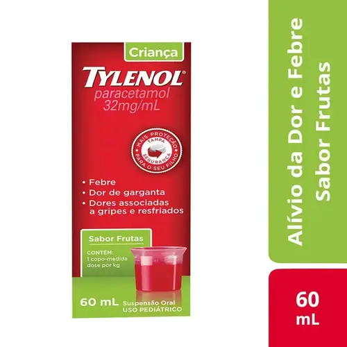 TYLENOL CRIANCA 32MG/ML 60ML SABOR FRUTAS PARACETAMOL