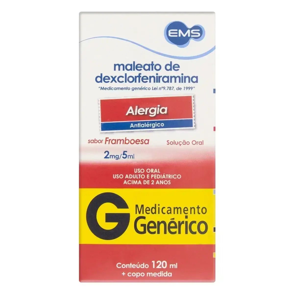 DEXCLORFENIRAMINA 0,4MG/ML 120ML GENERICO EMS DEXCLORFENIRAMINA