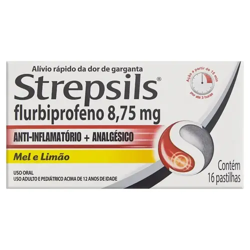 STREPSILS MEL E LIMAO 16 PASTILHAS FLURBIPROFENO