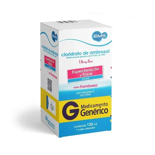 AMBROXOL PEDIATRICO 15MG/5ML 120ML GENERICO EMS SABOR FRAMBOESA AMBROXOL