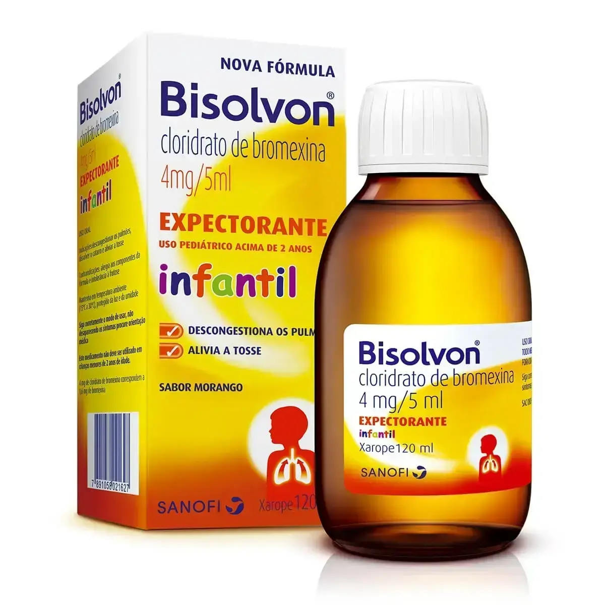 BISOLVON XAROPE INFANTIL 4MG/5ML 120ML SABOR MORANGO BROMEXINA