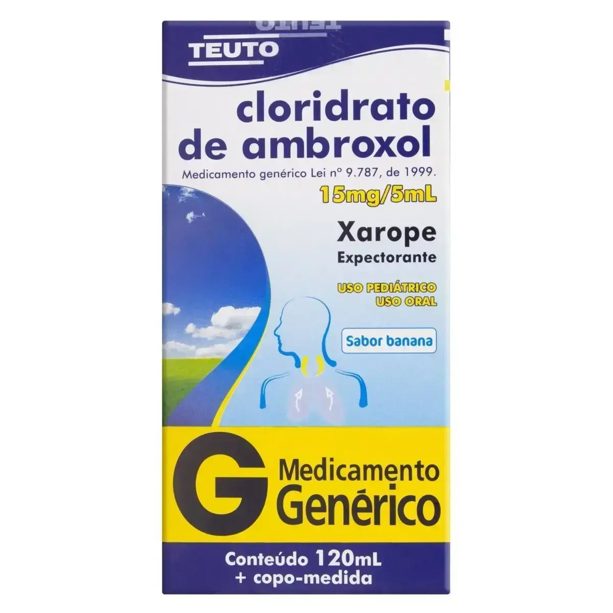 AMBROXOL PEDIATRICO 15MG/5ML 120ML GENERICO TEUTO SABOR BAUNILHA AMBROXOL