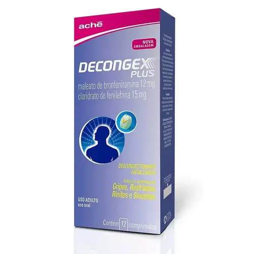 DECONGEX PLUS 12+15MG 12 COMPRIMIDOS BRONFENIRAMINA  + FENILEFRINA