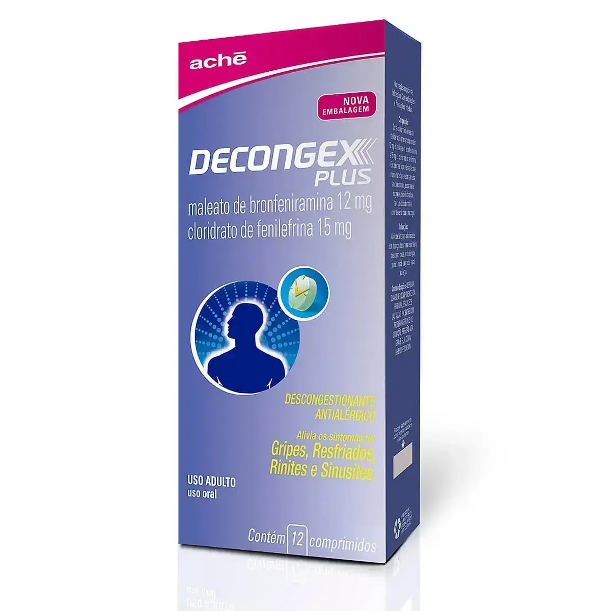 DECONGEX PLUS 12+15MG 12 COMPRIMIDOS BRONFENIRAMINA  + FENILEFRINA
