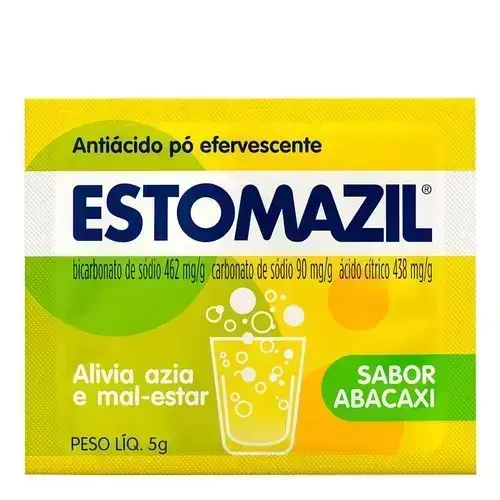 ESTOMAZIL ABACAXI ENVELOPE  5GR BICARBONATO DE SODIO + CARBONATO DE SODIO + ACIDO CITRICO