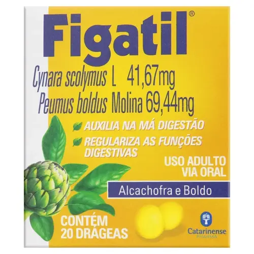 FIGATIL 41,67MG+69,44MG 20 DRAGEAS CYNARA SCOLYMUS + PEUMUS BOLDUS