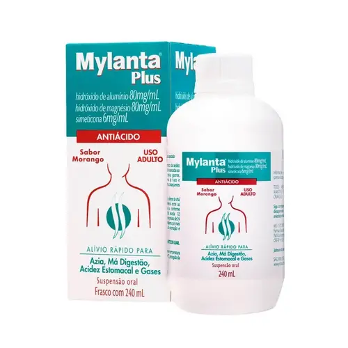 MYLANTA PLUS MORANGO 240ML HIDROXIDO DE ALUMINIO + HIDROXIDO DE MAGNESIO + SIMETICONA
