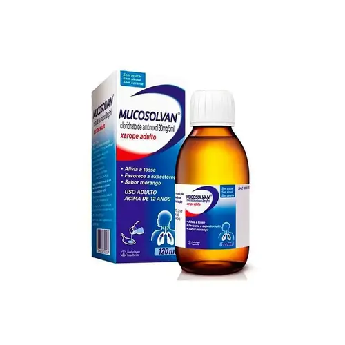 MUCOSOLVAN XAROPE 30MG/5ML ADULTO 120ML SABOR MORANGO AMBROXOL