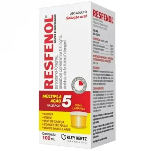 RESFENOL XAROPE 100ML PARACETAMOL + CLORFENIRAMINA + FENILEFRINA