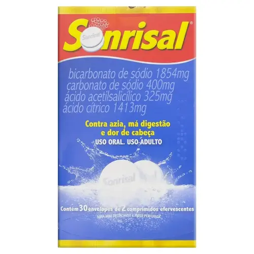 SONRISAL ENVELOPE 2 COMPRIMIDOS EFERVESCENTES BICARBONATO DE SODIO + ACIDO ACETILSALICILICO + ACIDO CITRICO