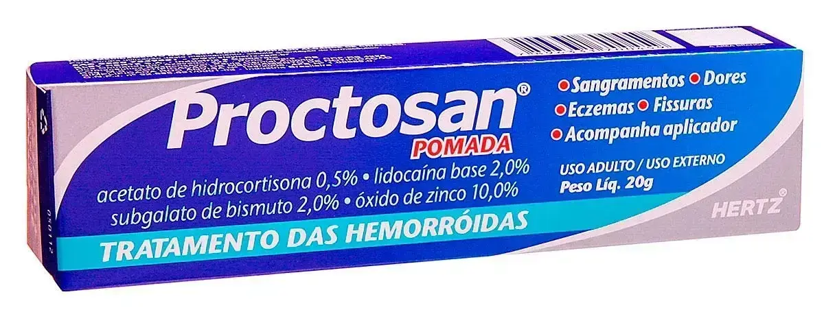 PROCTOSAN POMADA 20G + 1 APLICADOR HIDROCORTISONA + LIDOCAINA + ZINCO + BISMUTO