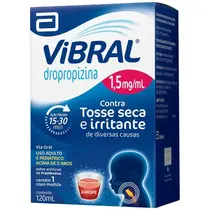 VIBRAL 1,5MG/ML XAROPE PEDIATRICO 120ML SABOR FRAMBOESA DROPROPIZINA
