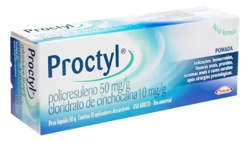 PROCTYL POMADA 30GR + 10 APLICADORES POLICRESULENO + CINCHOCAINA