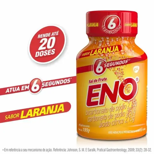 SAL DE FRUTA ENO LARANJA 100GR BICARBONATO DE SODIO + CARBONATO DE SODIO + ACIDO CITRICO