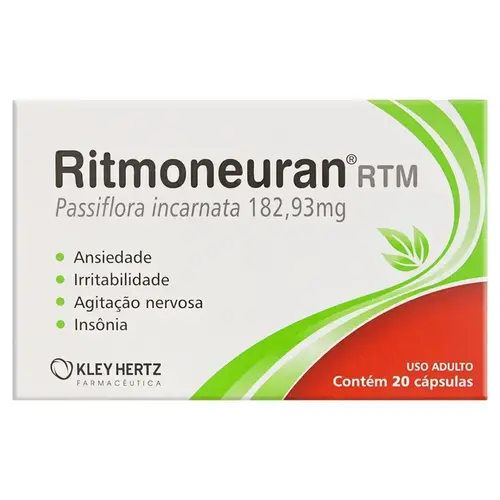 RITMONEURAN RTM 182,93MG 20 CAPSULAS PASSIFLORA INCARNATA + ASSOCIACAO