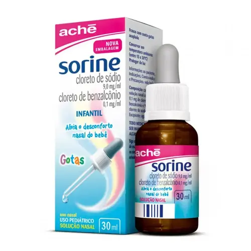 SORINE INFANTIL GOTAS 30ML NAFAZOLINA CLORIDRATO + CLORETO DE BENZALCONIO + CLORETO DE SODIO
