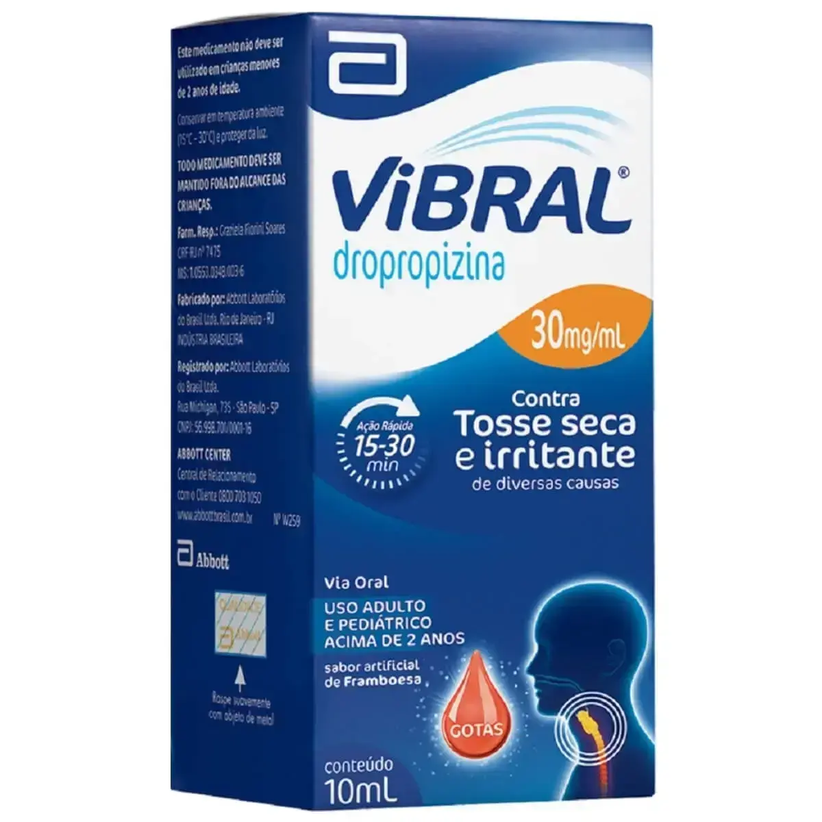 VIBRAL 30MG/ML GOTAS 10ML SABOR FRAMBOESA DROPROPIZINA