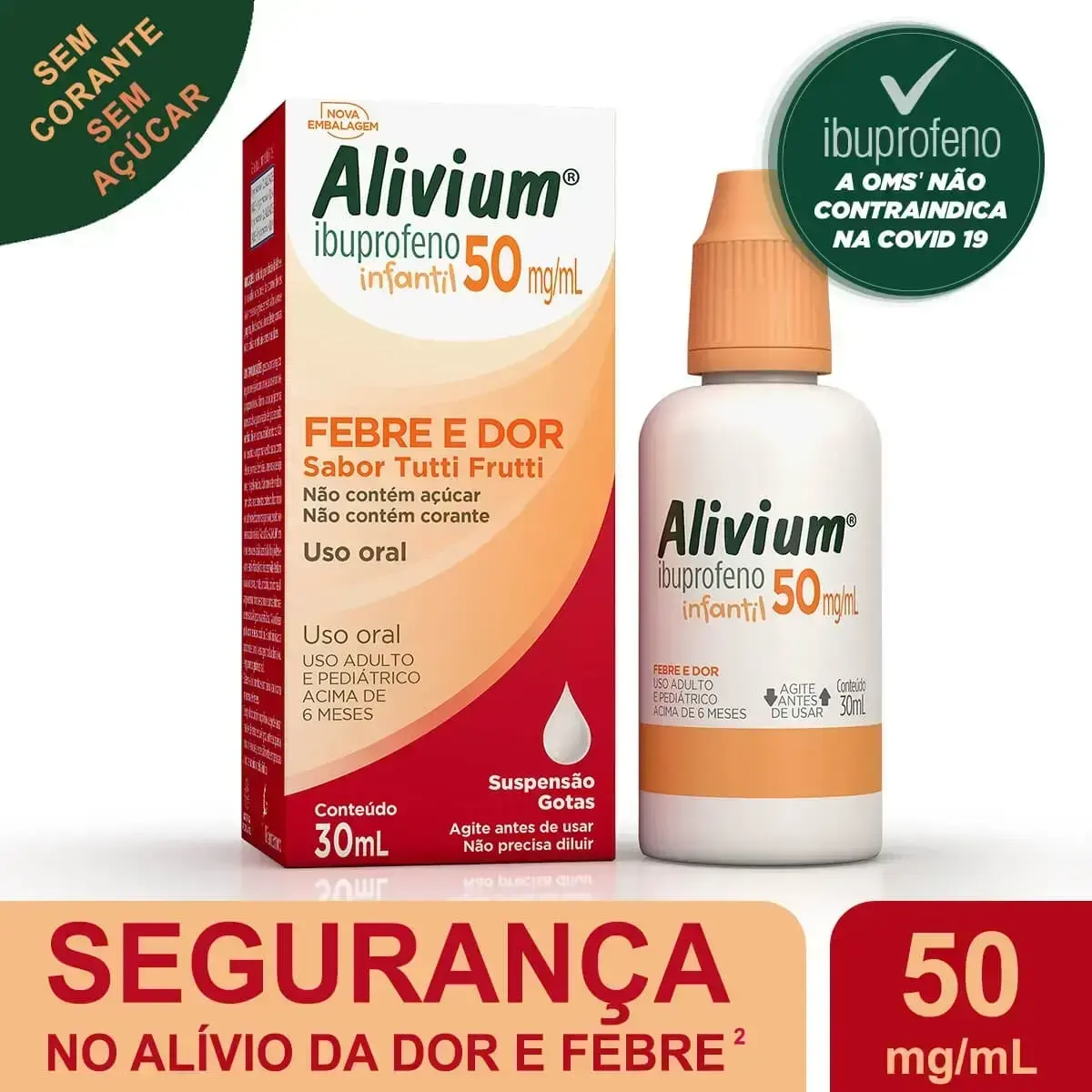 ALIVIUM INFANTIL 50MG/ML GOTAS 30ML SABOR TUTTI FRUTTI IBUPROFENO