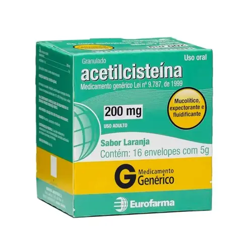 ACETILCISTEINA 200MG 16 ENVELOPES GENERICO EUROFARMA ACETILCISTEINA