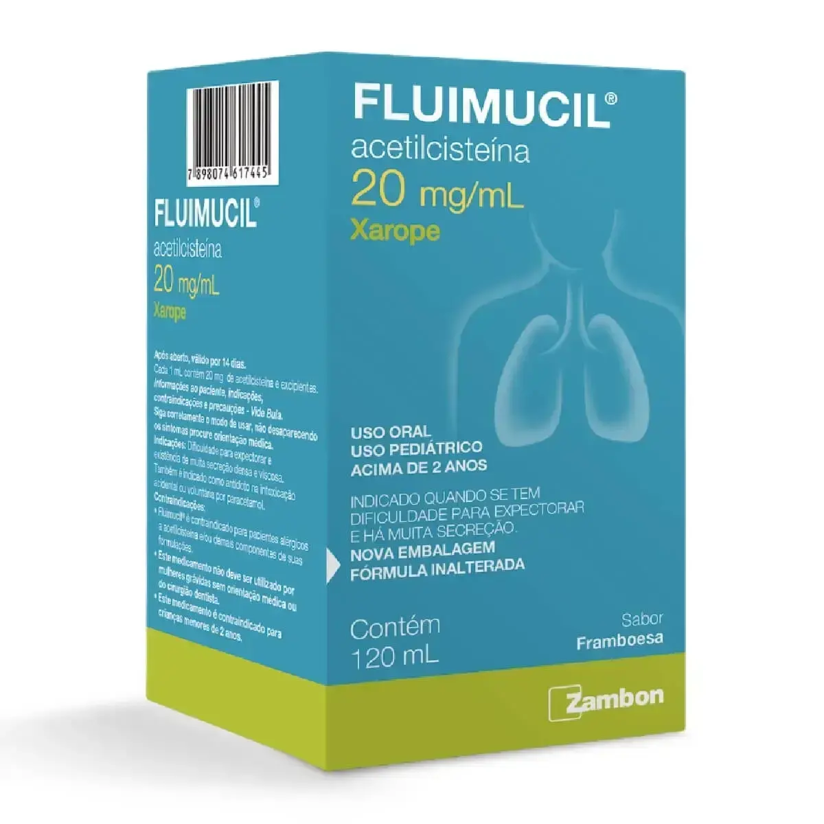 FLUIMUCIL 20MG/ML XAROPE PEDIATRICO 120ML SAOBR FRAMBOESA ACETILCISTEINA
