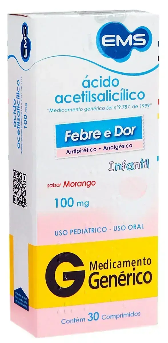 AAS INFANTIL 100MG 30 COMPRIMIDOS GENERICO EMS ACIDO ACETILSALICILICO