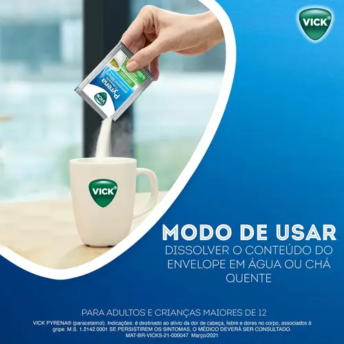 VICK PYRENA CAMOMILA SACHE 5GR MENTOL + CANFORA + OLEO DE EUCALIPTO