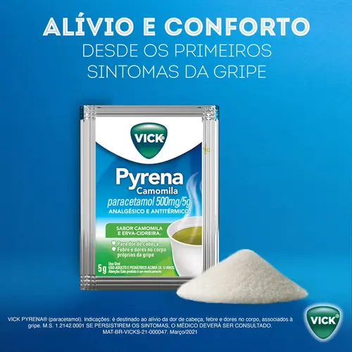 VICK PYRENA CAMOMILA SACHE 5GR MENTOL + CANFORA + OLEO DE EUCALIPTO