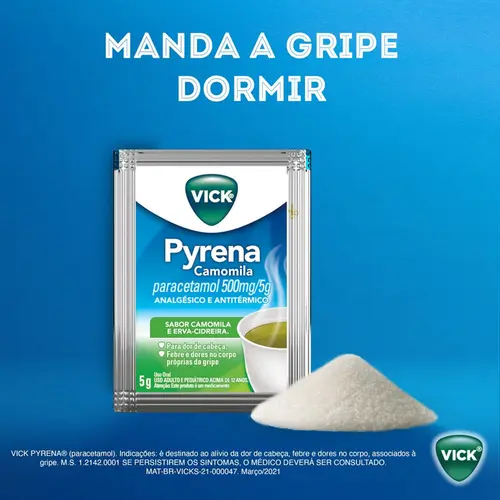 VICK PYRENA CAMOMILA SACHE 5GR MENTOL + CANFORA + OLEO DE EUCALIPTO