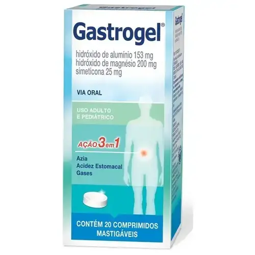 GASTROGEL 20 COMPRIMIDOS MASTIGAVEIS MENTA HIDROXIDO DE ALUMINIO + HIDROXIDO DE MAGNESIO + SIMETICONA
