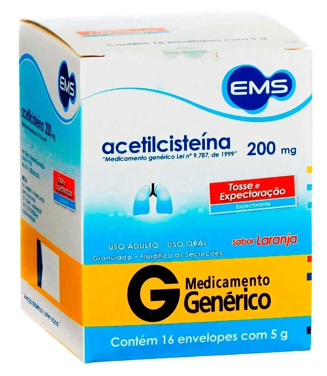 ACETILCISTEINA 200MG 16 ENVELOPES GENERICO EMS ACETILCISTEINA