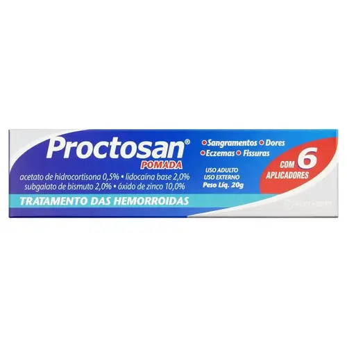 PROCTOSAN POMADA 20GR + 6 APLICADORES HIDROCORTISONA + LIDOCAINA + ZINCO + BISMUTO