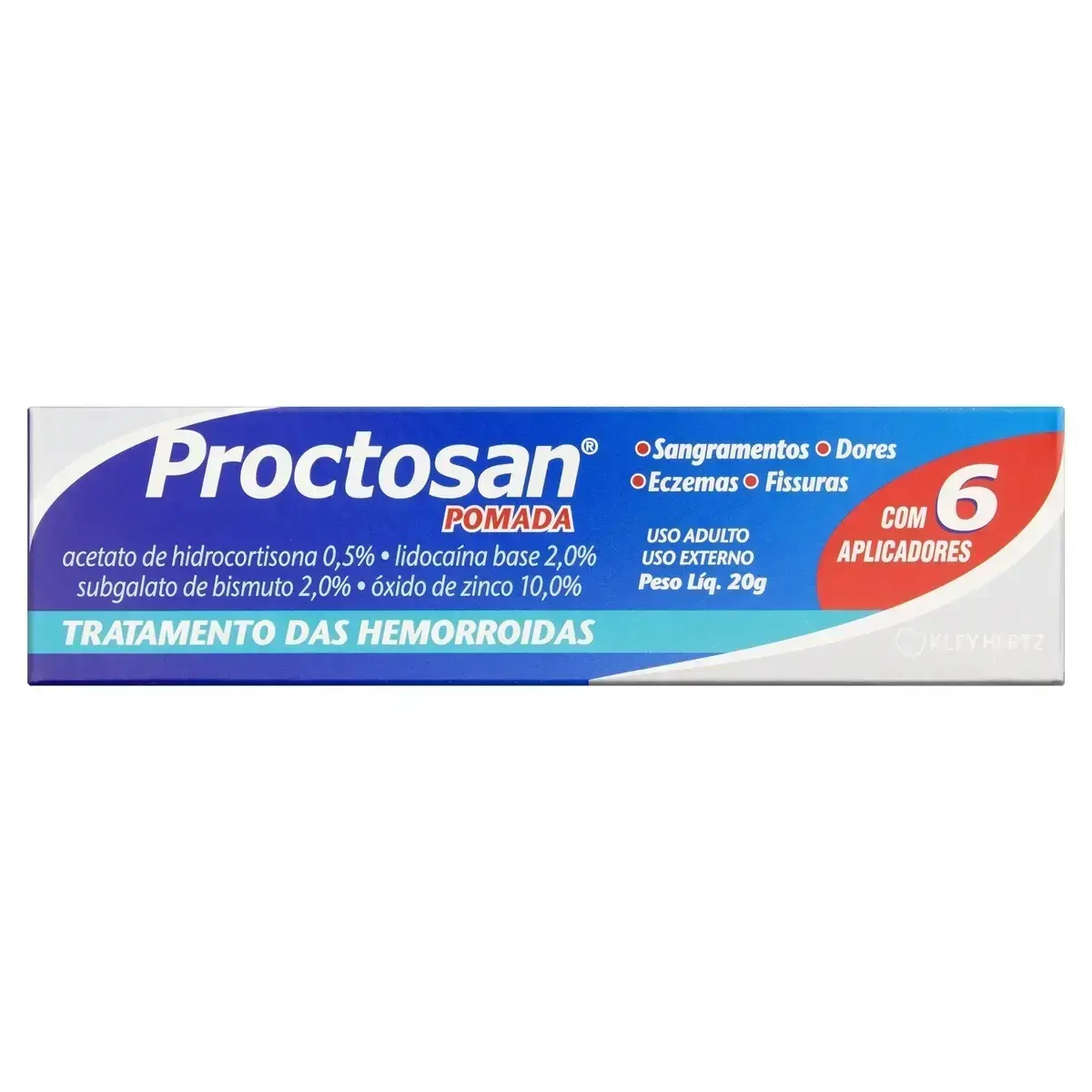 PROCTOSAN POMADA 20GR + 6 APLICADORES HIDROCORTISONA + LIDOCAINA + ZINCO + BISMUTO