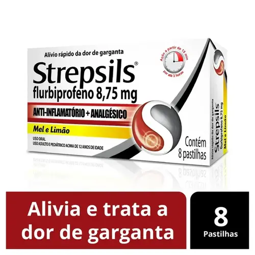 STREPSILS MEL E LIMAO 8 PASTILHAS FLURBIPROFENO