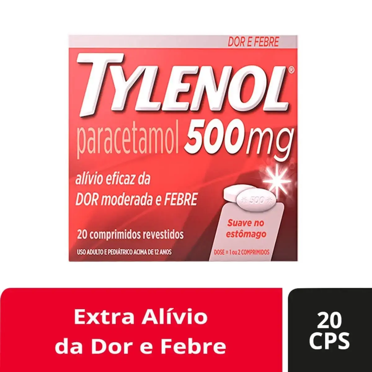 TYLENOL 500MG 20 COMPRIMIDOS PARACETAMOL