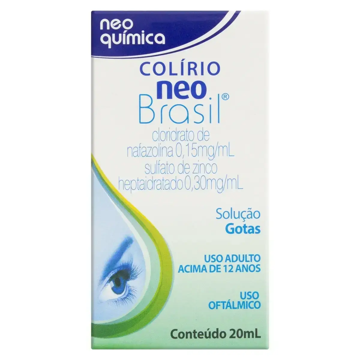 COLIRIO NEO BRASIL 20ML NAFAZOLINA CLORIDRATO + SULFATO DE ZINCO