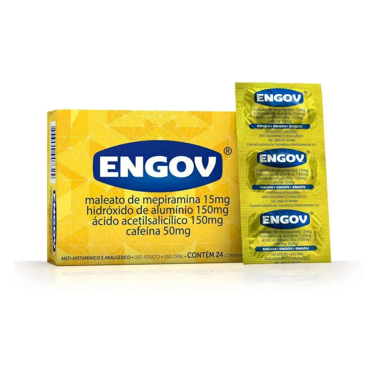 ENGOV 24 COMPRIMIDOS MEPIRAMINA + HIDROXIDO DE ALUMINIO + ACIDO ACETILSALICILICO + CAFEINA