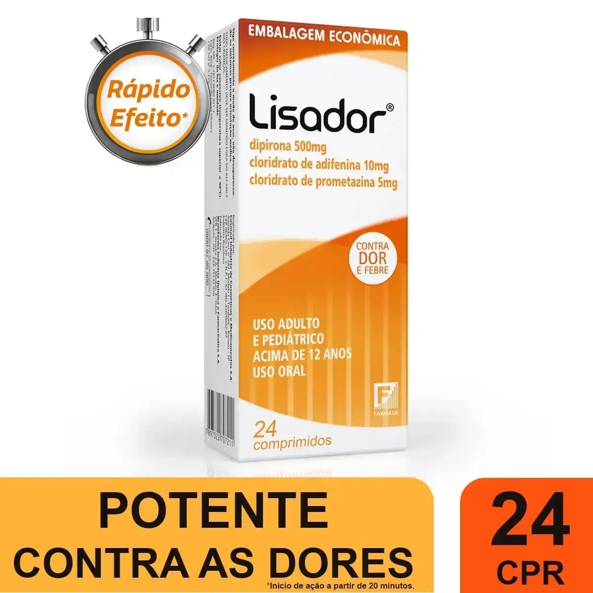LISADOR 24 COMPRIMIDOS DIPIRONA + PROMETAZINA + ADIFENINA