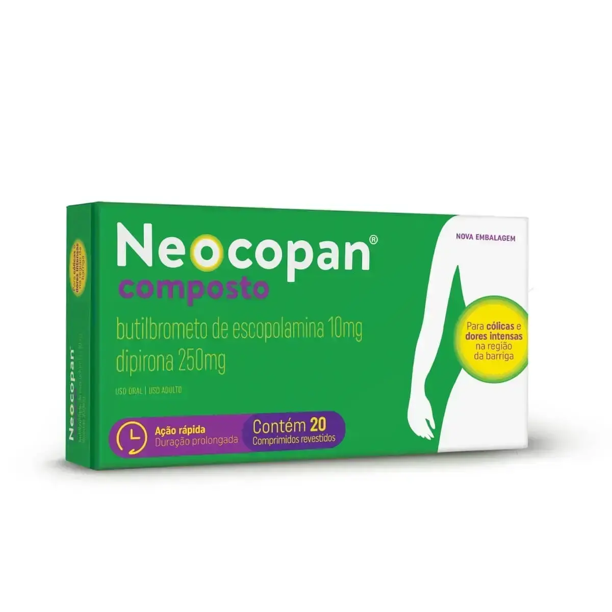 NEOCOPAN COMPOSTO 10MG+250MG 20 COMPRIMIDOS ESCOPOLAMINA BUTILBROMETO + DIPIRONA SODICA
