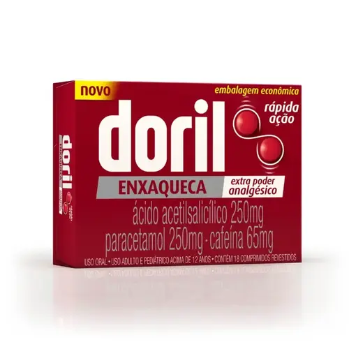DORIL ENXAQUECA 18 COMPRIMIDOS ACIDO ACETILSALICILICO + PARACETAMOL + CAFEINA